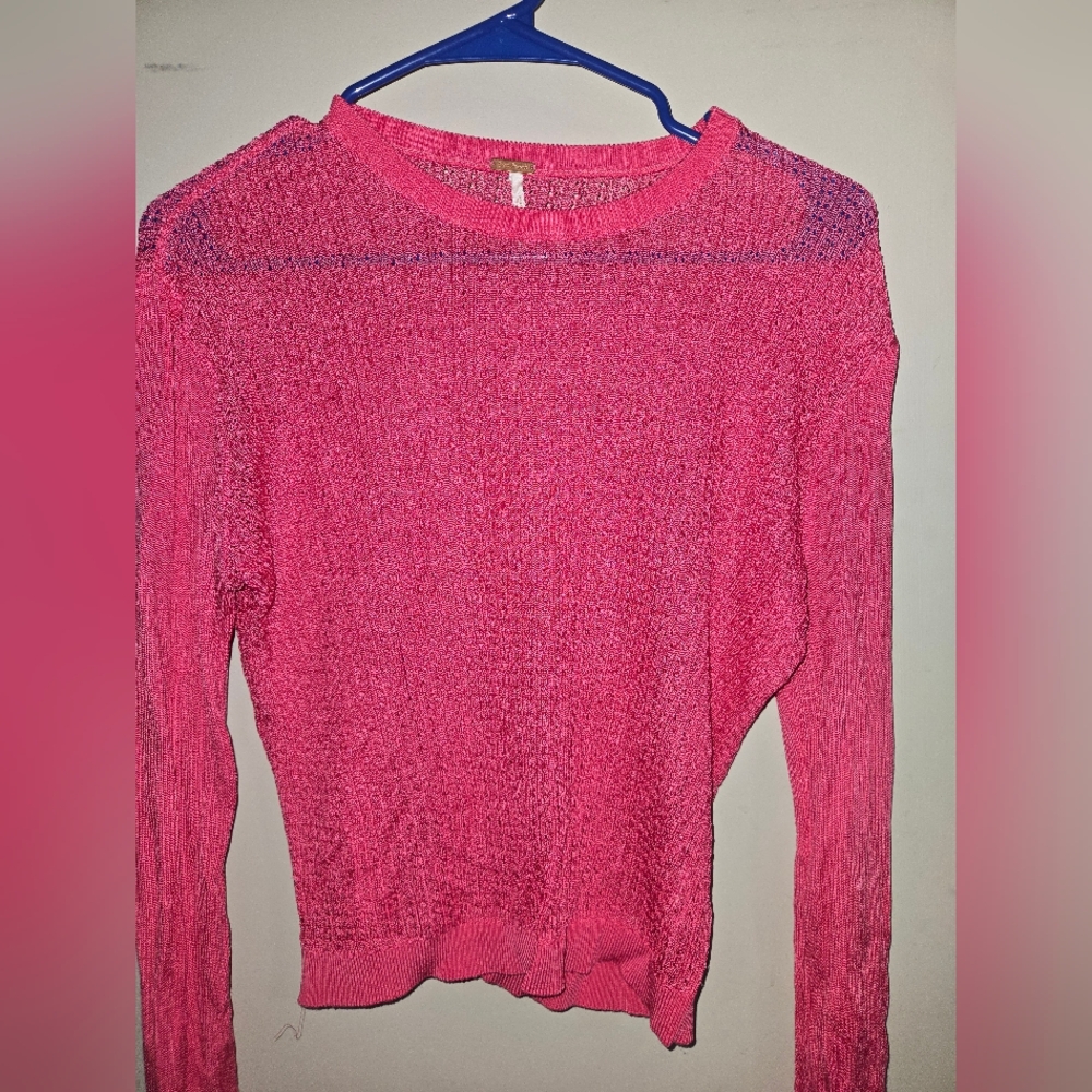 Free People Fuchsia Knit Top